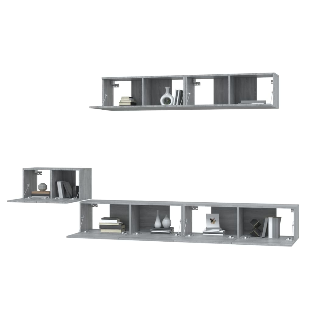 vidaXL Ensemble de meubles TV 5 pcs Gris sonoma Aggloméré