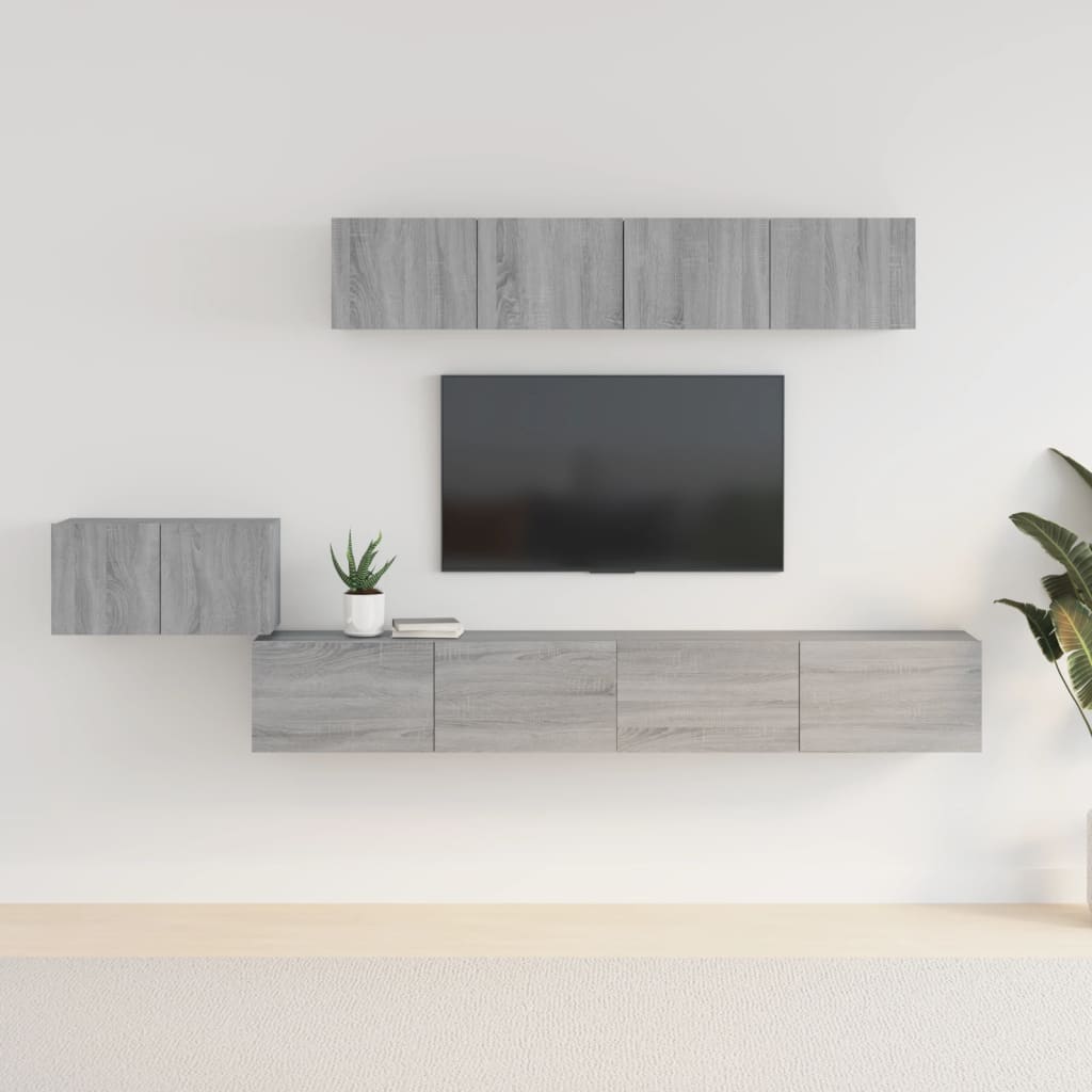 vidaXL Ensemble de meubles TV 5 pcs Gris sonoma Aggloméré