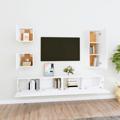 Ensemble de 5 meubles TV vidaXL blanc en bois d'ingénierie