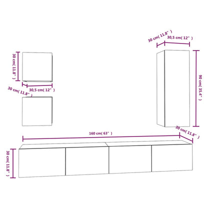 Ensemble de 5 meubles TV vidaXL blanc en bois d'ingénierie