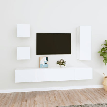 Ensemble de 5 meubles TV vidaXL blanc en bois d'ingénierie