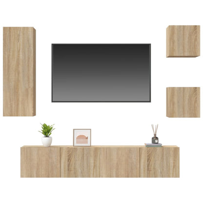 vidaXL Meuble TV 5 pièces Bois d'ingénierie Chêne Sonoma
