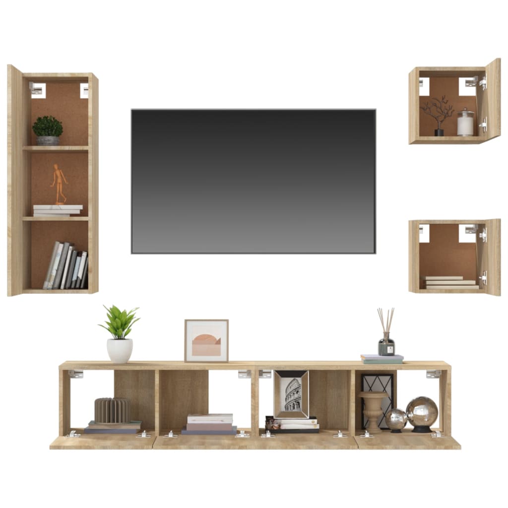 vidaXL Meuble TV 5 pièces Bois d'ingénierie Chêne Sonoma