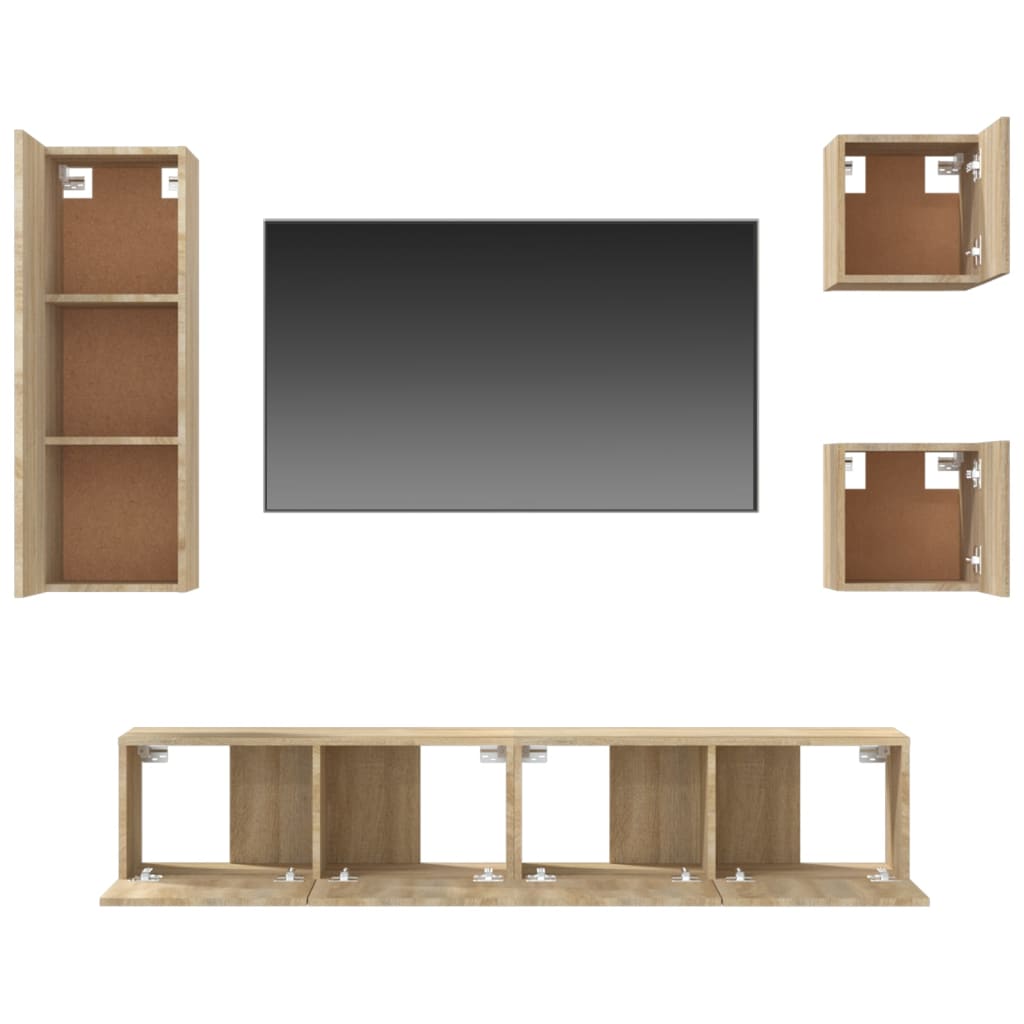 vidaXL Meuble TV 5 pièces Bois d'ingénierie Chêne Sonoma