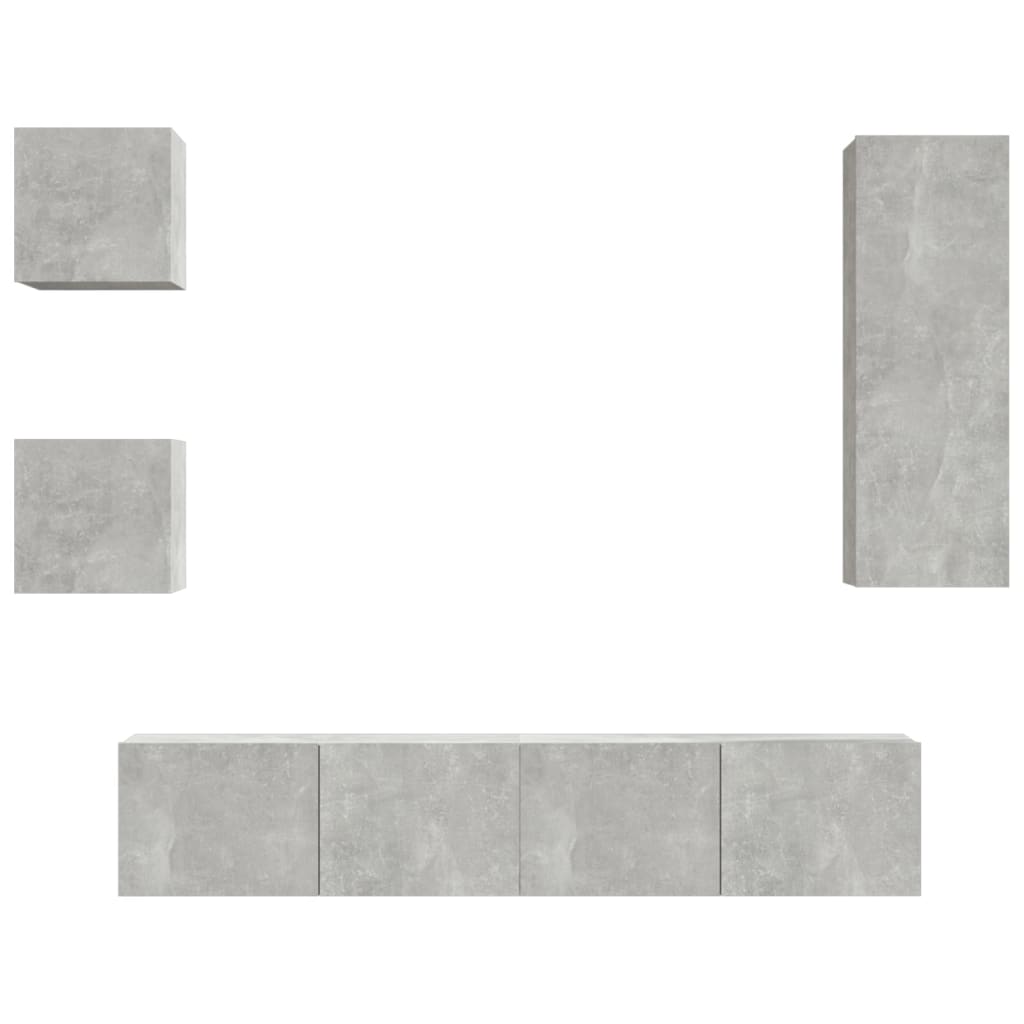 vidaXL Meuble TV 5 pcs Gris béton Aggloméré