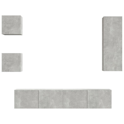 vidaXL Meuble TV 5 pcs Gris béton Aggloméré