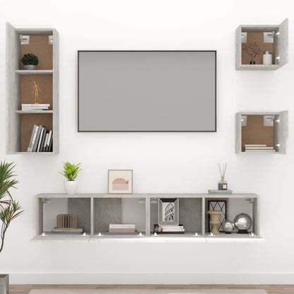 vidaXL Meuble TV 5 pcs Gris béton Aggloméré