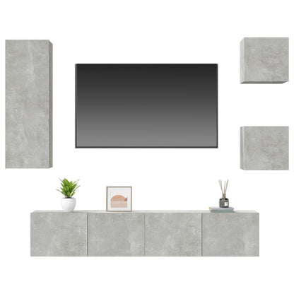 vidaXL Meuble TV 5 pcs Gris béton Aggloméré