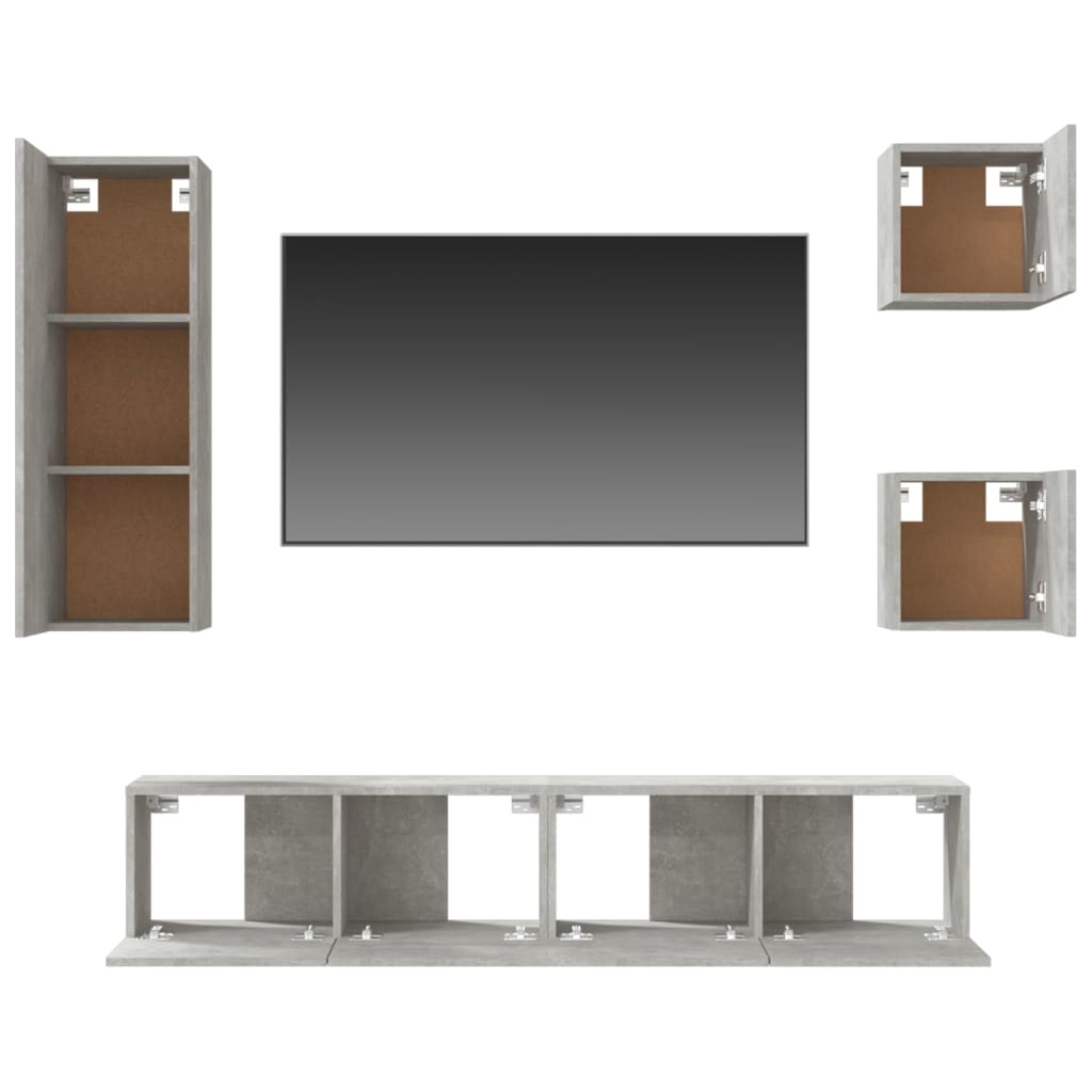 vidaXL Meuble TV 5 pcs Gris béton Aggloméré