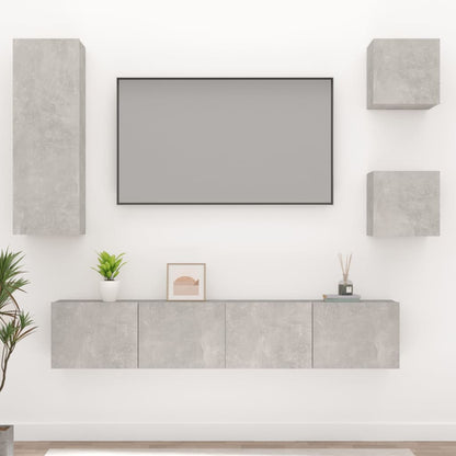 vidaXL Meuble TV 5 pcs Gris béton Aggloméré