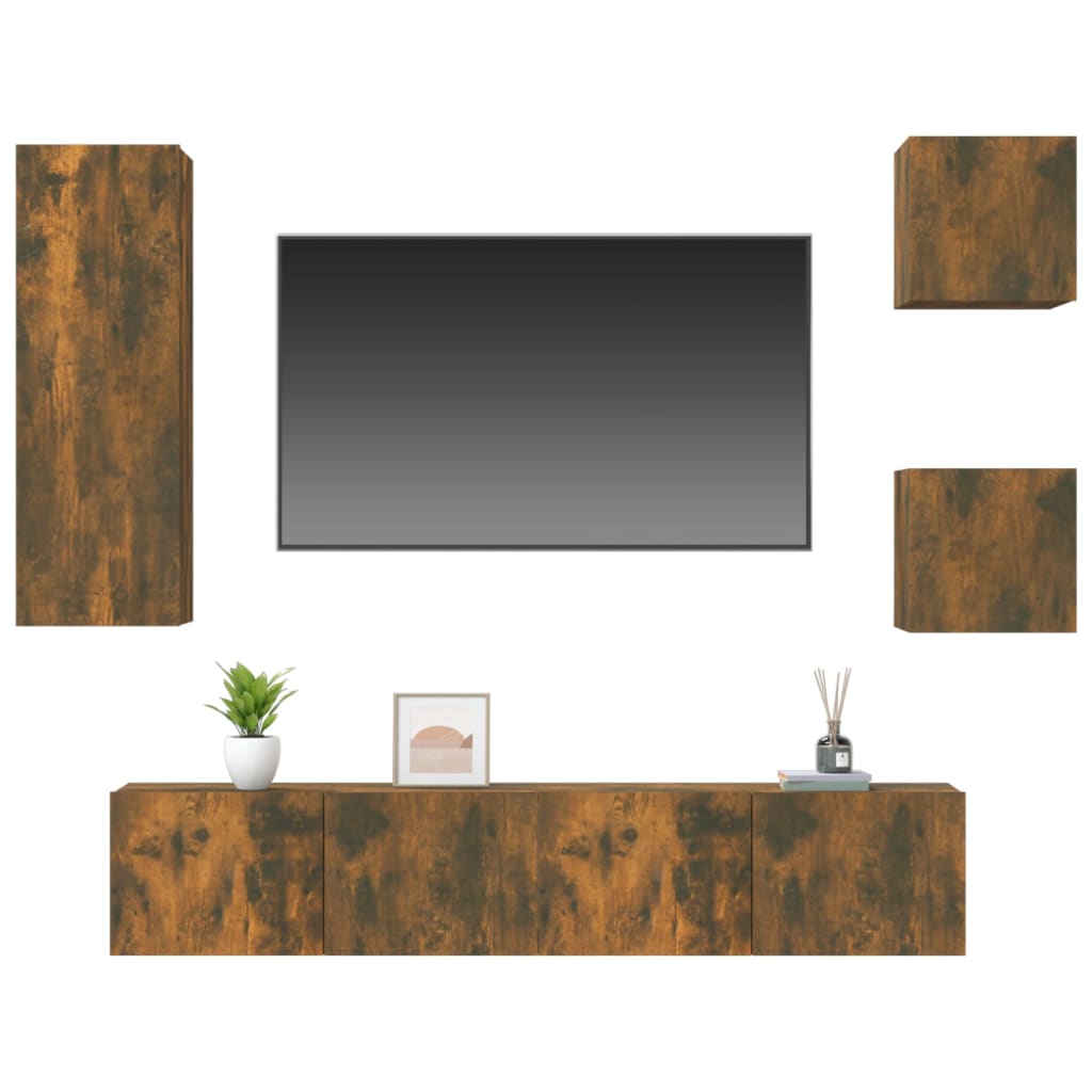 vidaXL Ensemble meuble TV 5 pcs chêne fumé Aggloméré