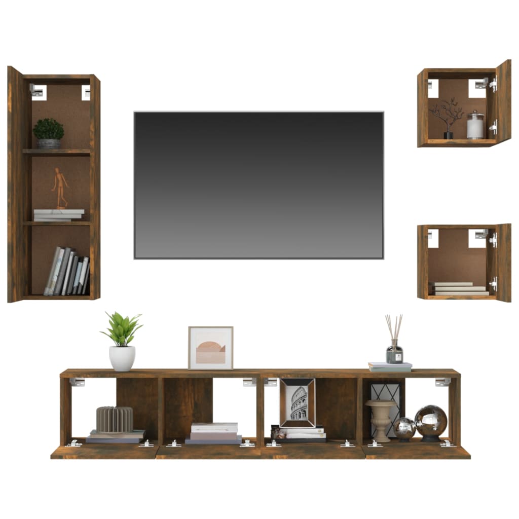 vidaXL Ensemble meuble TV 5 pcs chêne fumé Aggloméré