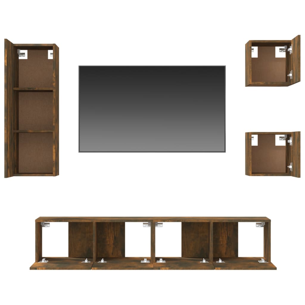 vidaXL Ensemble meuble TV 5 pcs chêne fumé Aggloméré