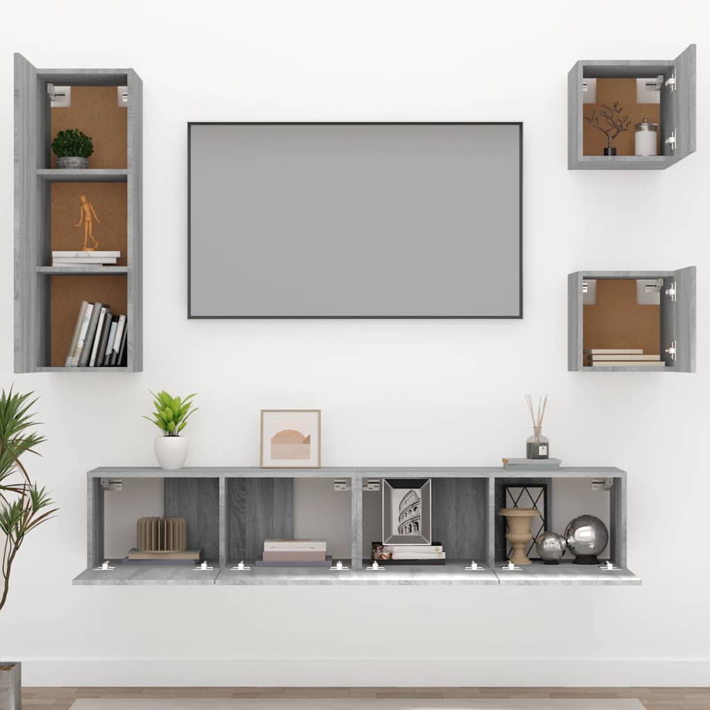 vidaXL Ensemble de meubles TV 5 pcs Gris sonoma Aggloméré