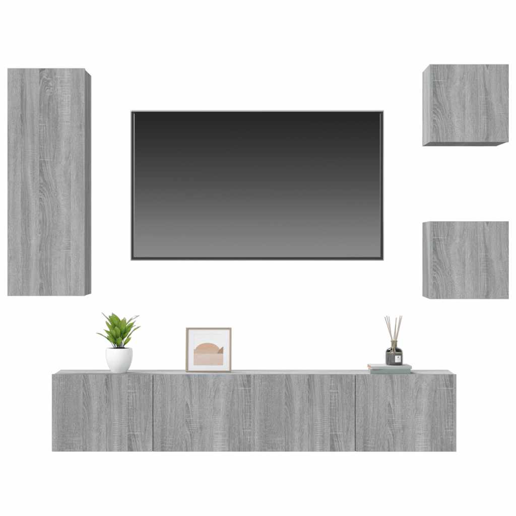 vidaXL Ensemble de meubles TV 5 pcs Gris sonoma Aggloméré