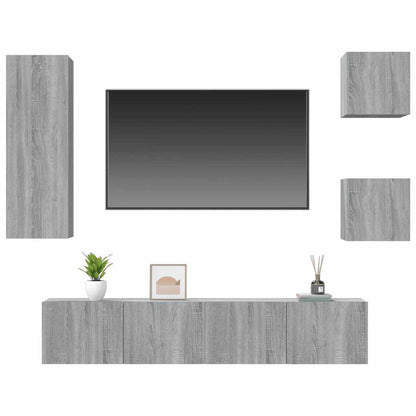 vidaXL Ensemble de meubles TV 5 pcs Gris sonoma Aggloméré