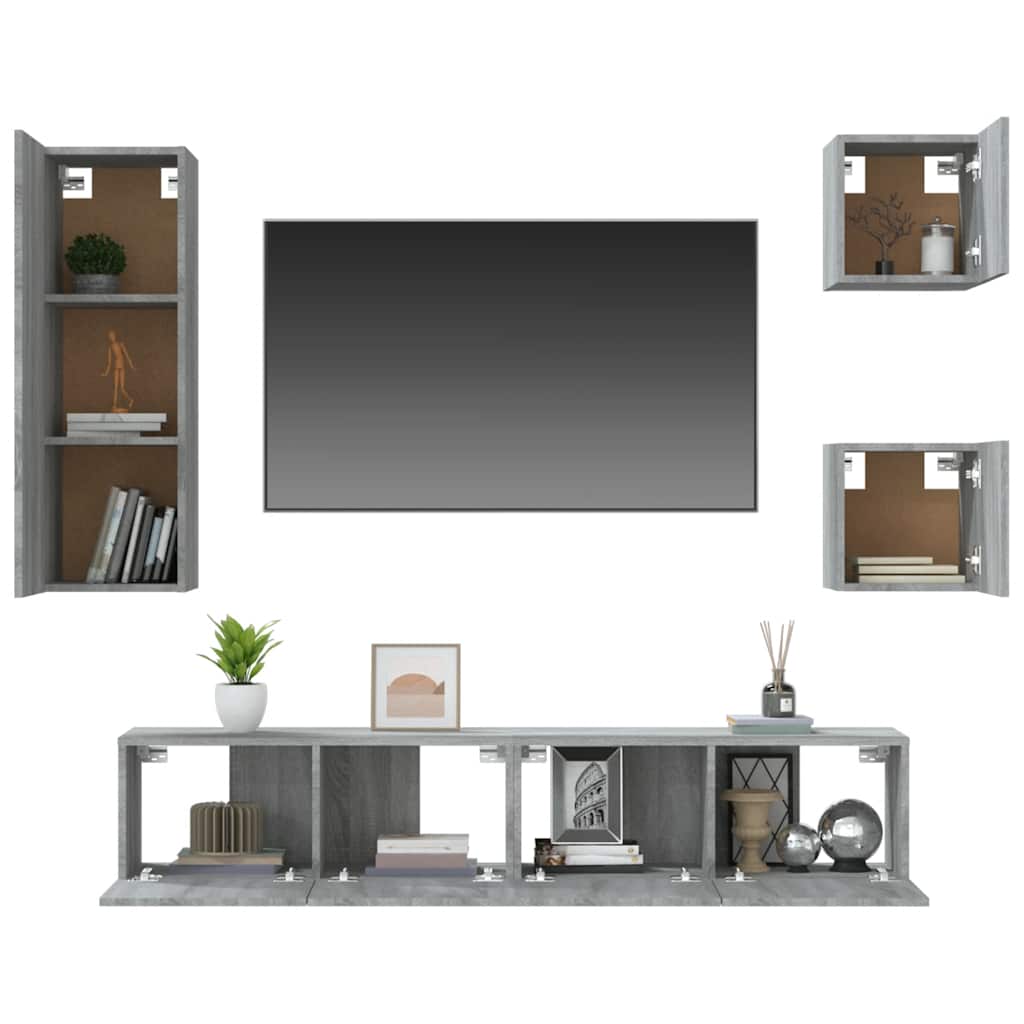 vidaXL Ensemble de meubles TV 5 pcs Gris sonoma Aggloméré