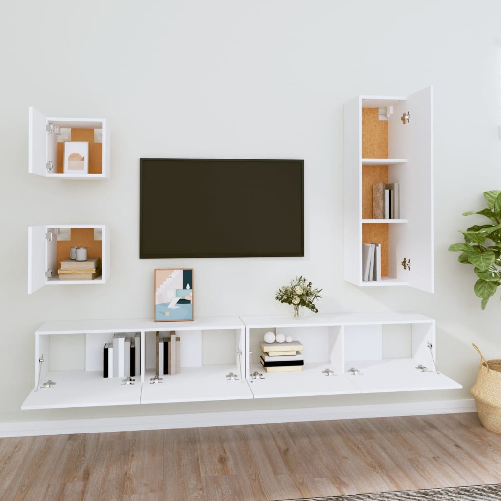 Ensemble de 5 meubles TV vidaXL blanc en bois d'ingénierie