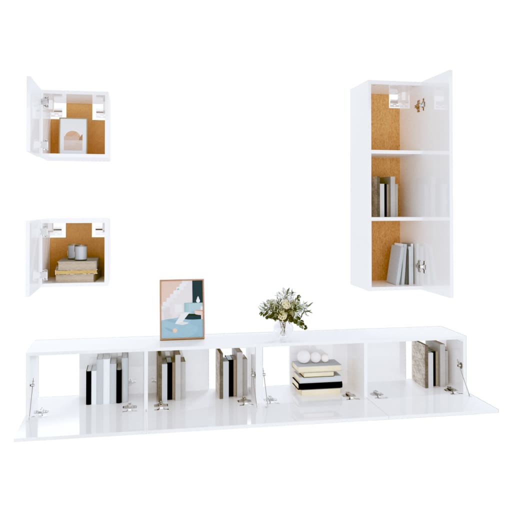 Ensemble de 5 meubles TV vidaXL blanc en bois d'ingénierie