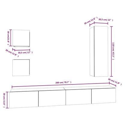 Ensemble de 5 meubles TV vidaXL blanc en bois d'ingénierie