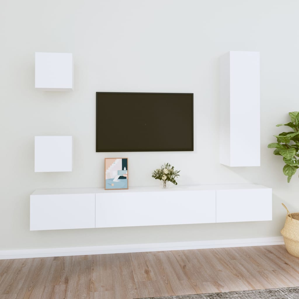 Ensemble de 5 meubles TV vidaXL blanc en bois d'ingénierie