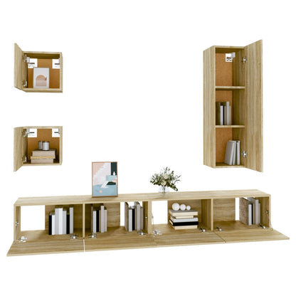 vidaXL Meuble TV 5 pièces Bois d'ingénierie Chêne Sonoma