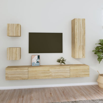 vidaXL Meuble TV 5 pièces Bois d'ingénierie Chêne Sonoma