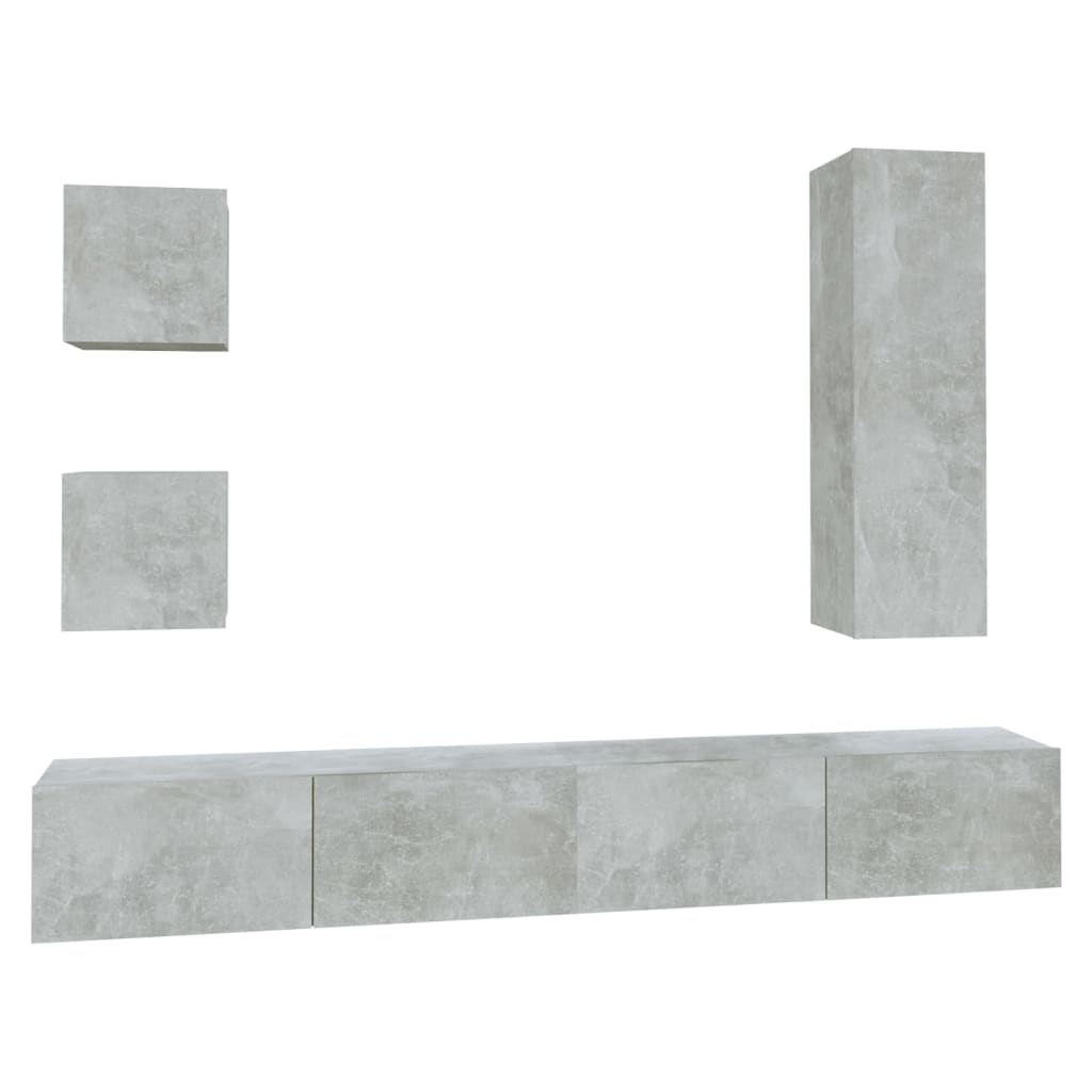 vidaXL Meuble TV 5 pcs Gris béton Aggloméré