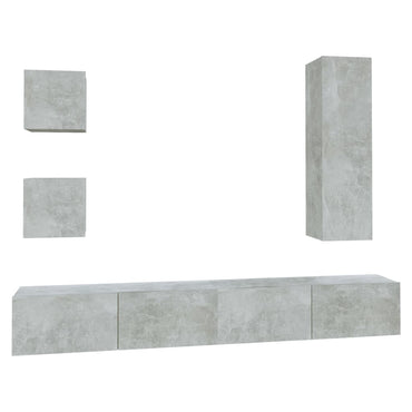 vidaXL Meuble TV 5 pcs Gris béton Aggloméré