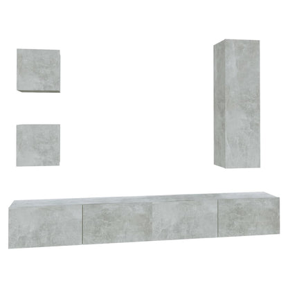 vidaXL Meuble TV 5 pcs Gris béton Aggloméré