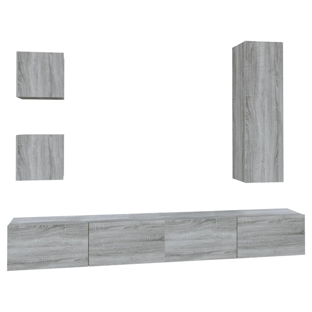 vidaXL Ensemble de meubles TV 5 pcs Gris sonoma Aggloméré