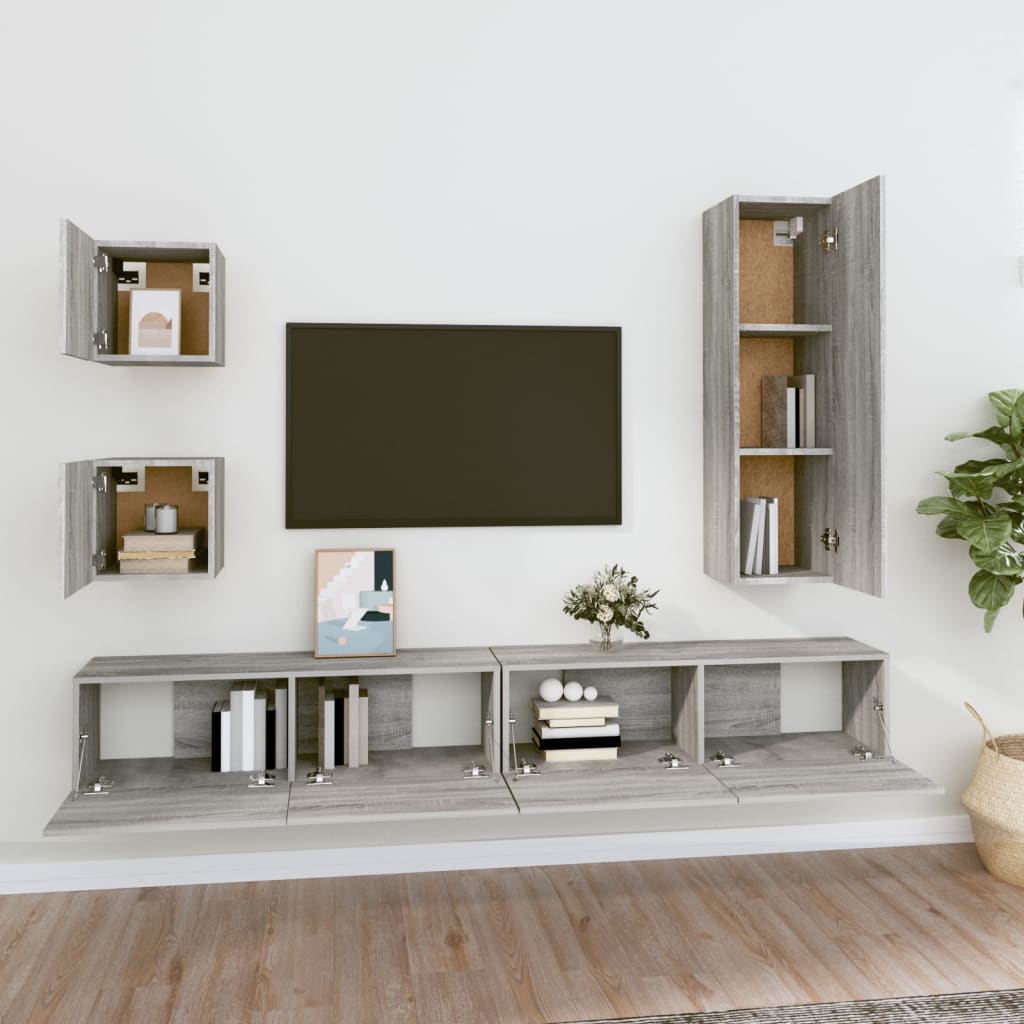 vidaXL Ensemble de meubles TV 5 pcs Gris sonoma Aggloméré