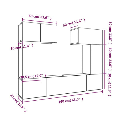 vidaXL Ensemble de 6 meubles TV blanc en bois d'ingénierie