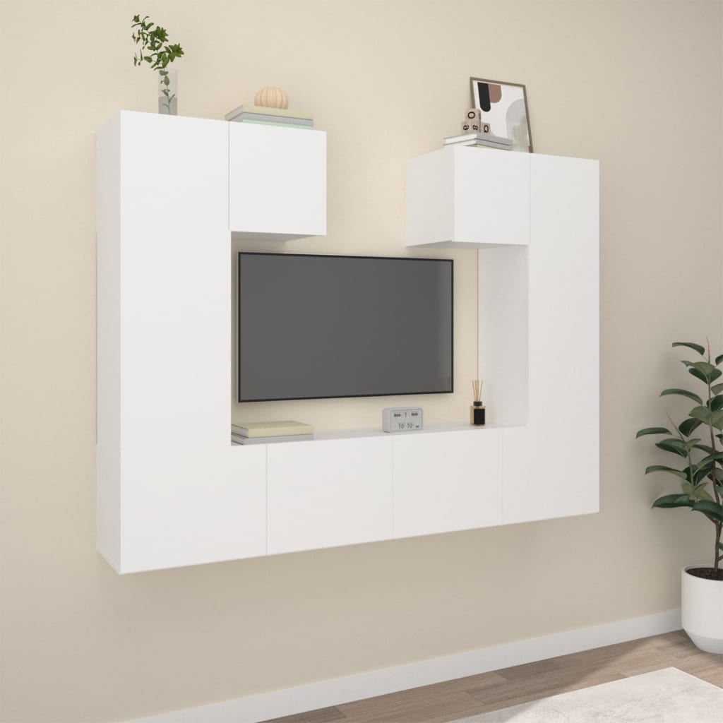 vidaXL Ensemble de 6 meubles TV blanc en bois d'ingénierie