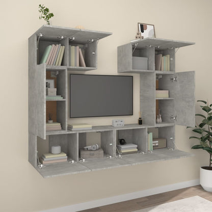 vidaXL Ensemble de 6 meubles TV gris béton, bois d'ingénierie