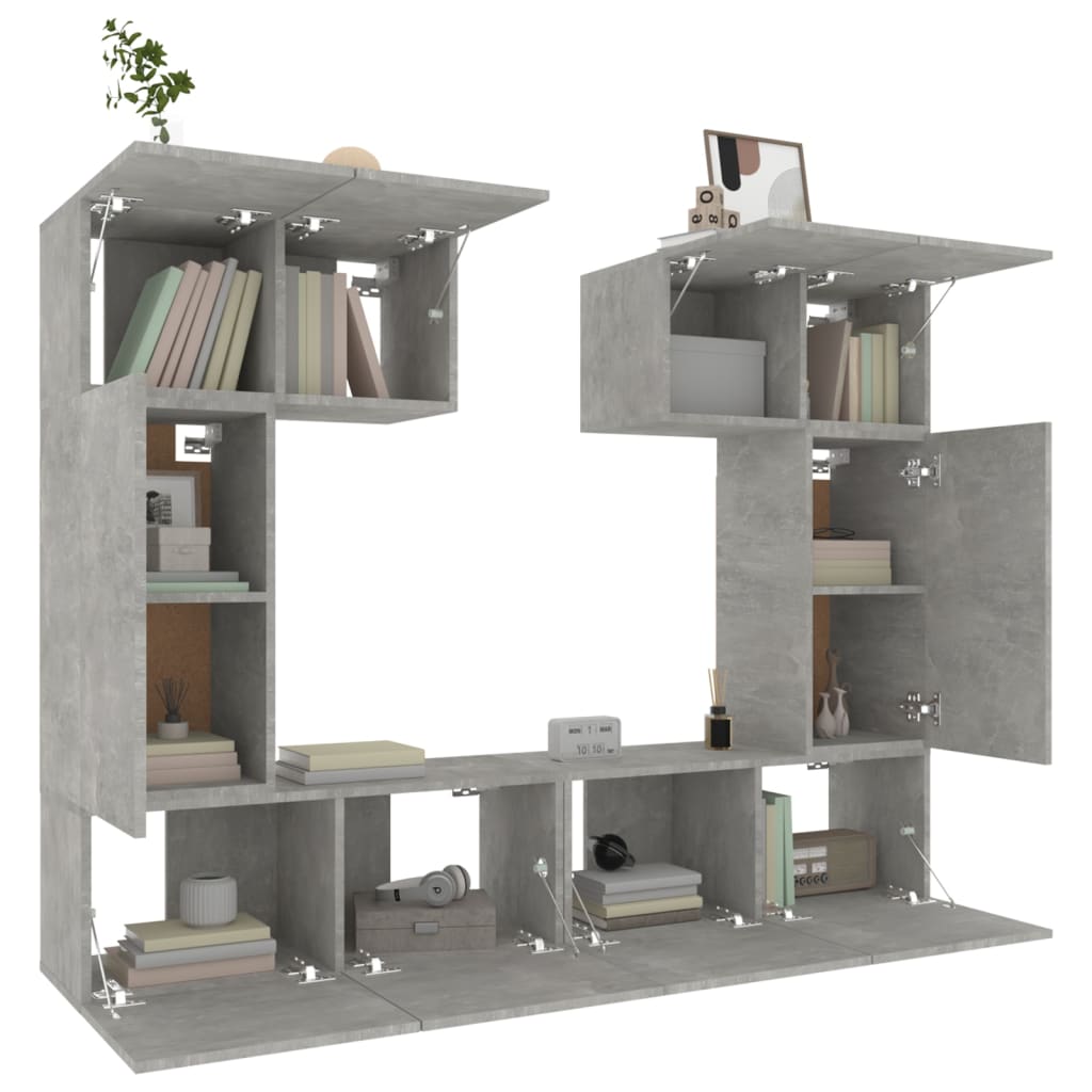 vidaXL Ensemble de 6 meubles TV gris béton, bois d'ingénierie