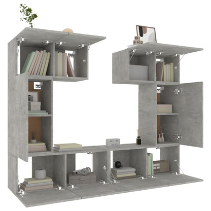 vidaXL Ensemble de 6 meubles TV gris béton, bois d'ingénierie