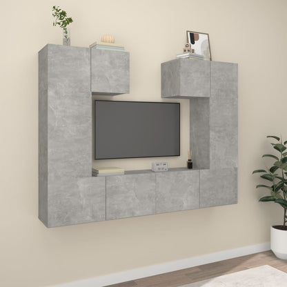 vidaXL Ensemble de 6 meubles TV gris béton, bois d'ingénierie
