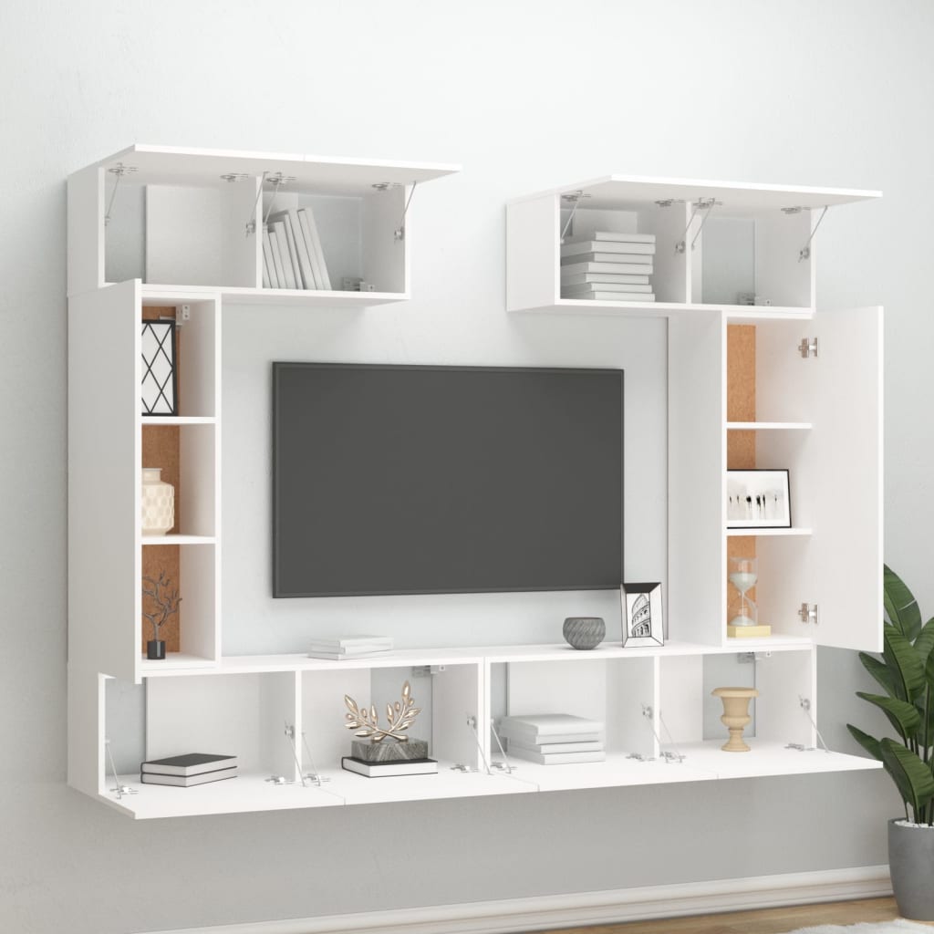 vidaXL Ensemble de meubles TV 6 pcs Blanc Bois d'ingénierie