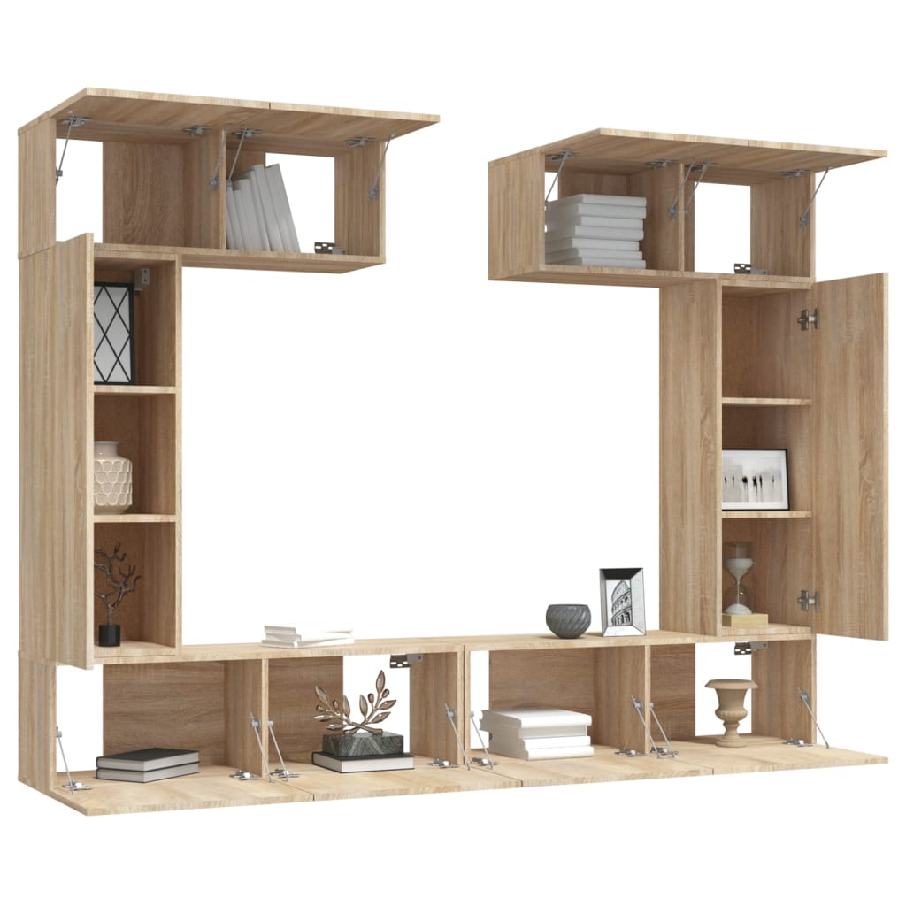 vidaXL 6-tlg. TV-Schrank-Set Sonoma-Eiche Holzwerkstoff