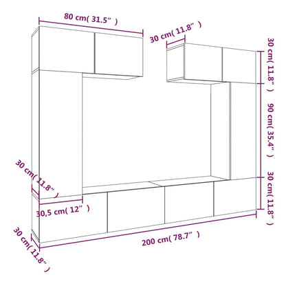vidaXL 6-tlg. TV-Schrank-Set Sonoma-Eiche Holzwerkstoff