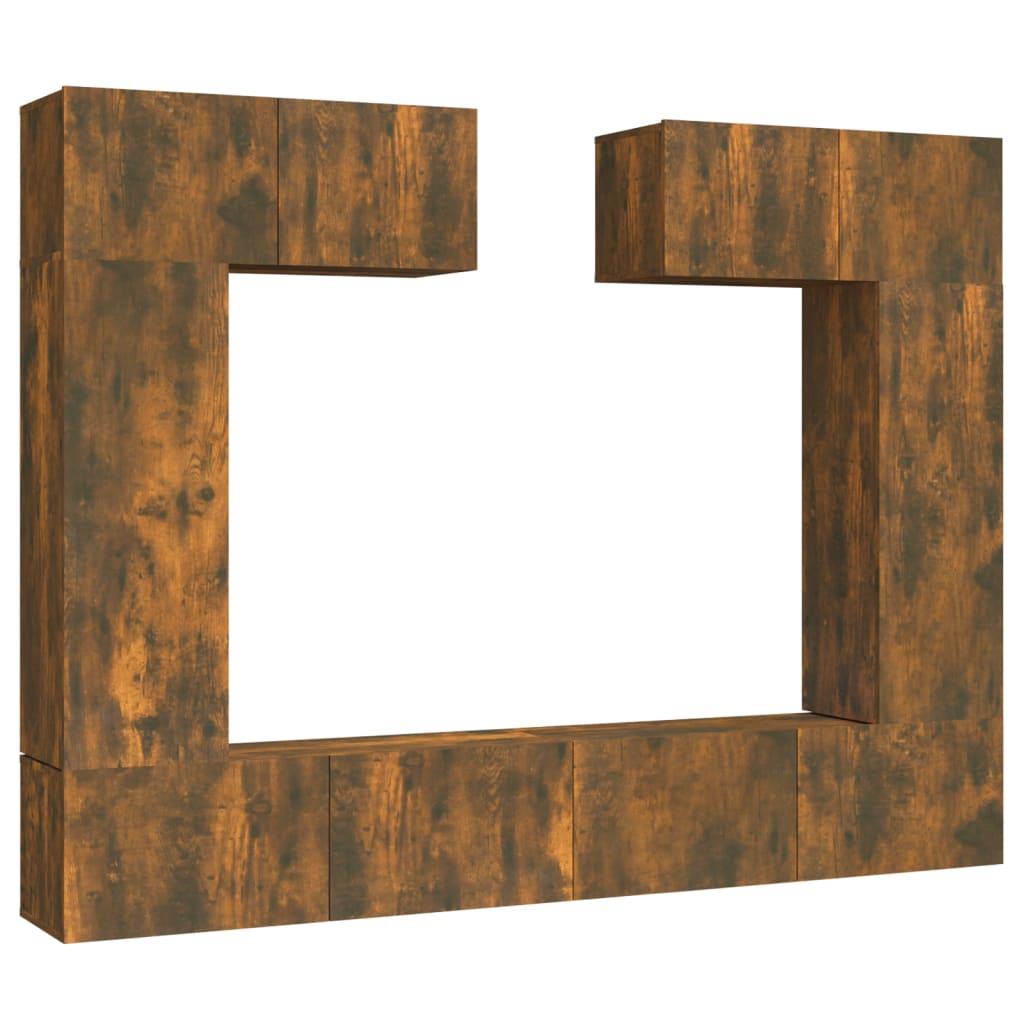 vidaXL Meuble TV, 6 pcs, Chêne fumé, Bois d'ingénierie