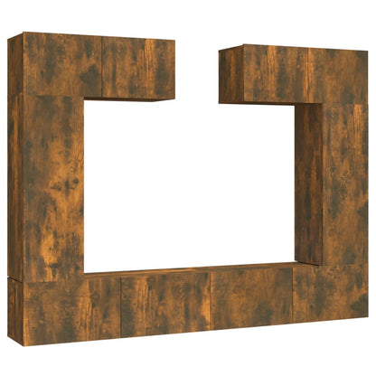 vidaXL Meuble TV, 6 pcs, Chêne fumé, Bois d'ingénierie