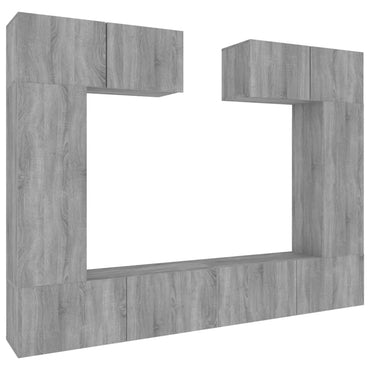 vidaXL Meuble TV, 6 pcs, gris Sonoma, aggloméré