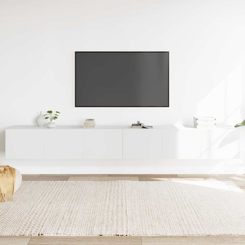 vidaXL Meuble TV 3 pièces Blanc Bois d'ingénierie