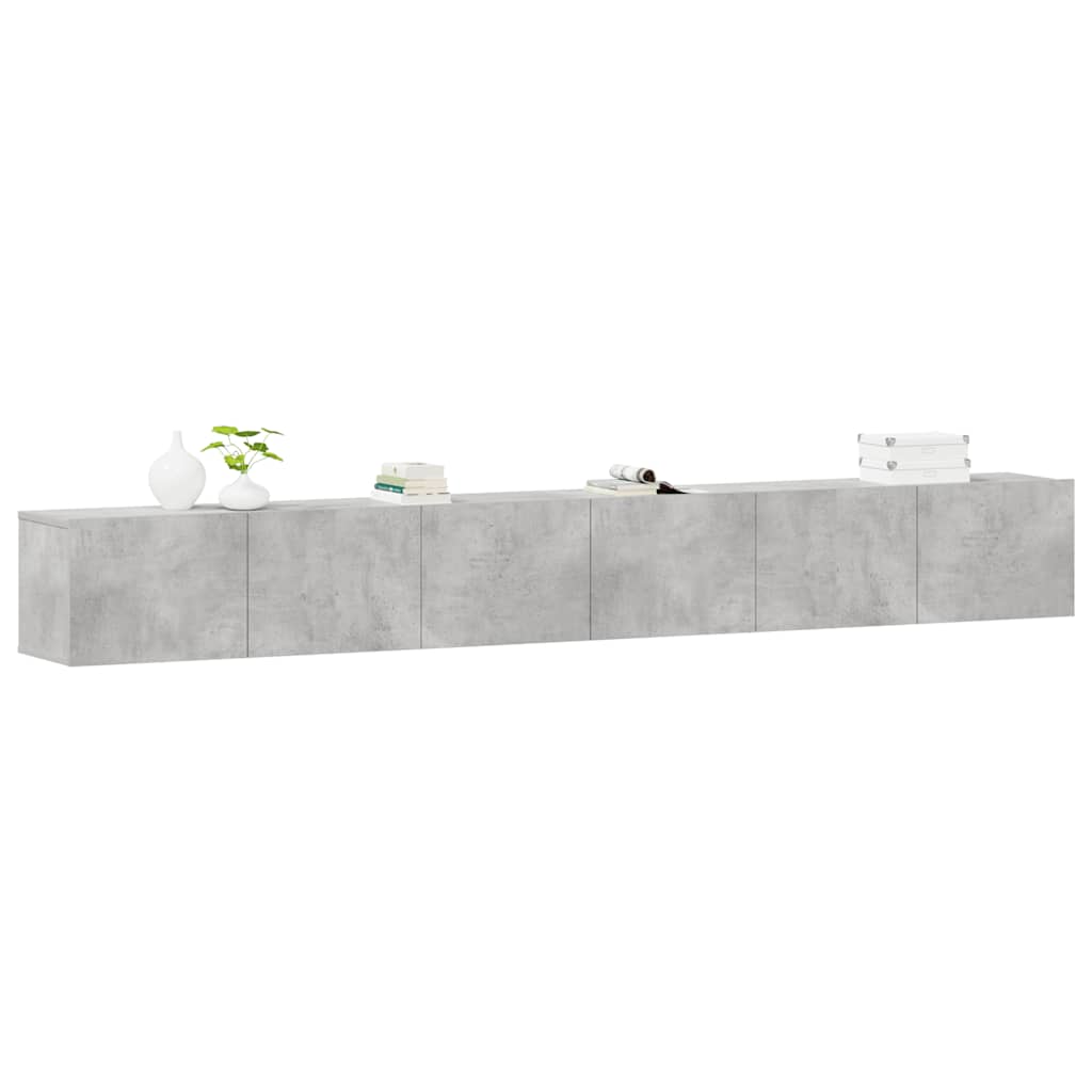 vidaXL Meuble TV 3 pcs. Gris béton Bois d'ingénierie