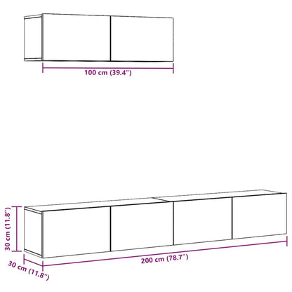vidaXL Meuble TV 3 pièces Blanc Bois d'ingénierie