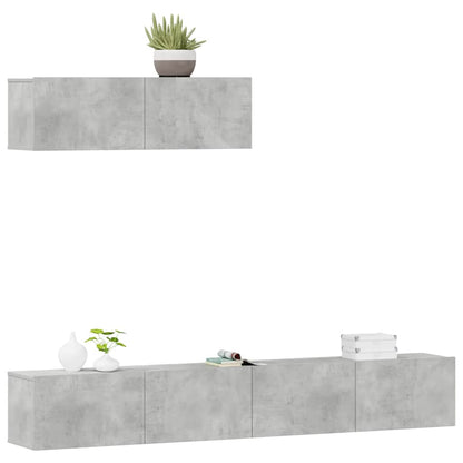 vidaXL Meuble TV 3 pcs. Gris béton Bois d'ingénierie