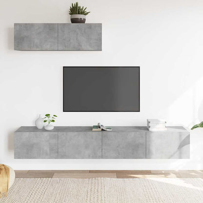 vidaXL Meuble TV 3 pcs. Gris béton Bois d'ingénierie
