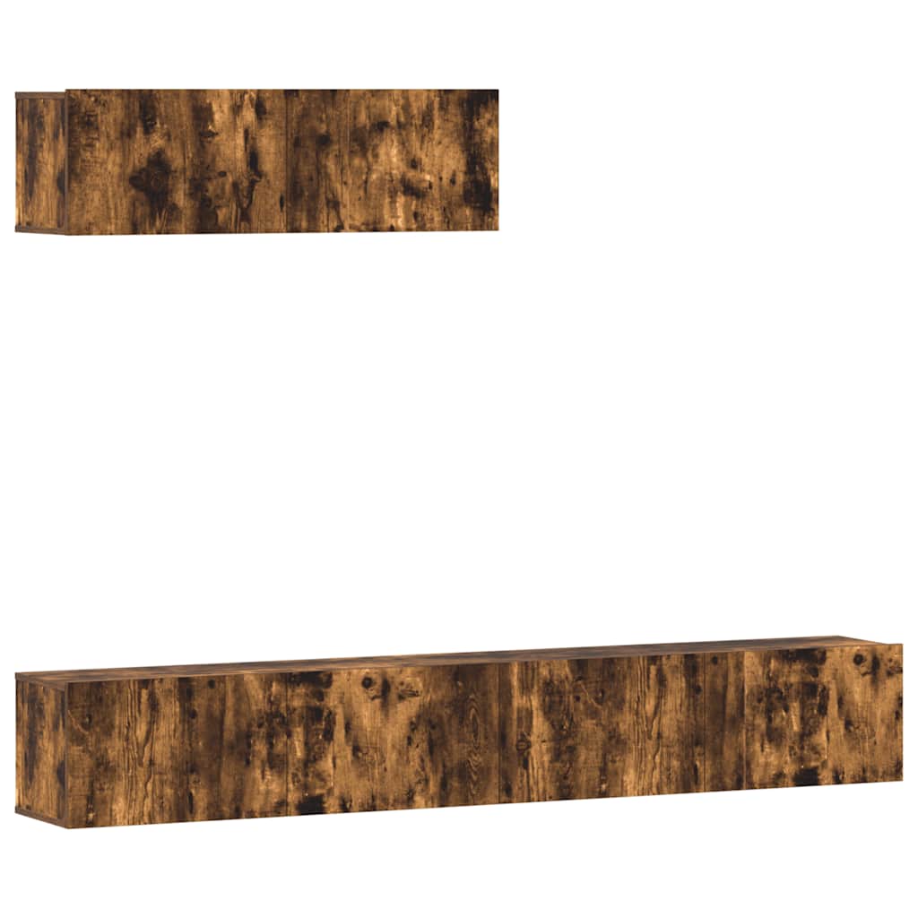 vidaXL Meuble TV 3 pcs Chêne fumé Bois d'ingénierie